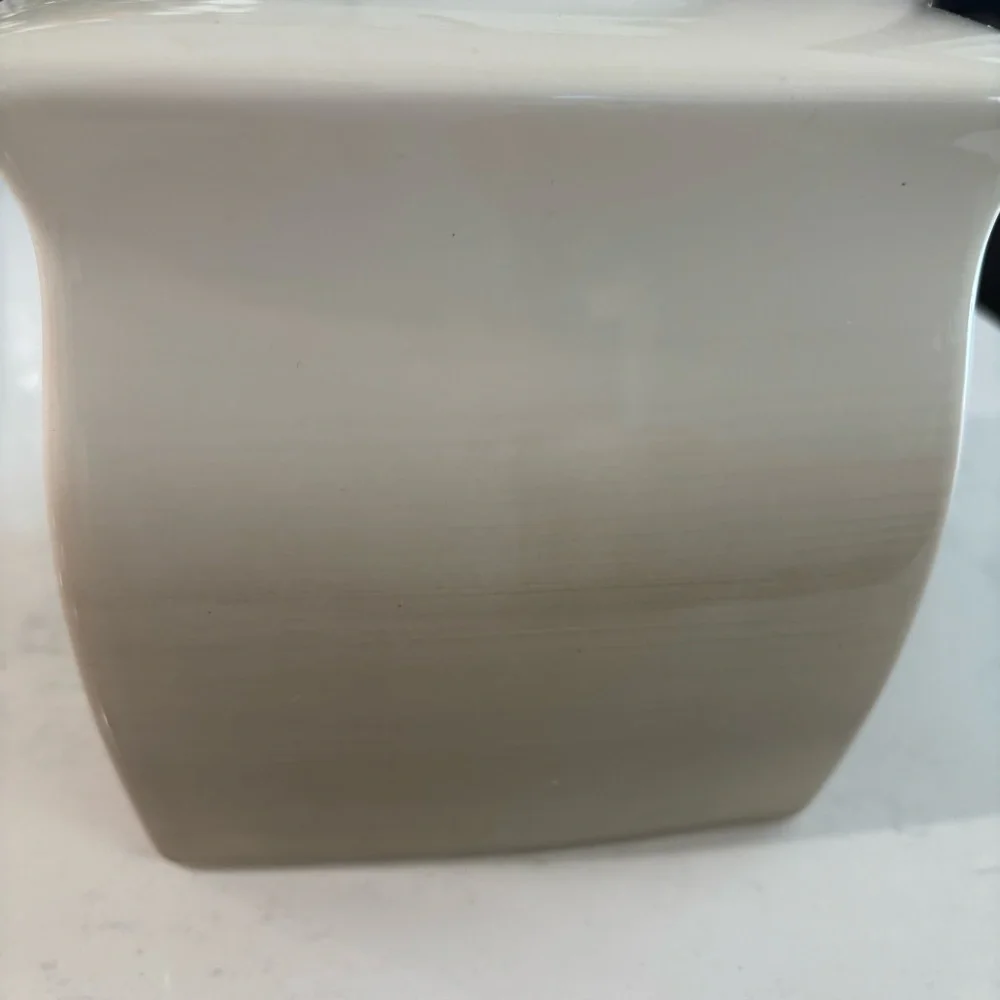 Warmsutta Hand Pained Ceramic Square Tissue Holder in Shades of Beige Tan &Taupe